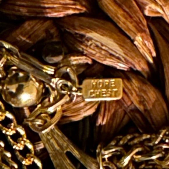 Vintage Layered Gold Tone Necklace Signed Hope Chest - Picture 5 of 10